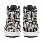 King Of Spades Pattern Print High Top Leather Sneakers