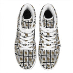 King Of Spades Pattern Print High Top Leather Sneakers