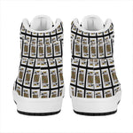 King Of Spades Pattern Print High Top Leather Sneakers