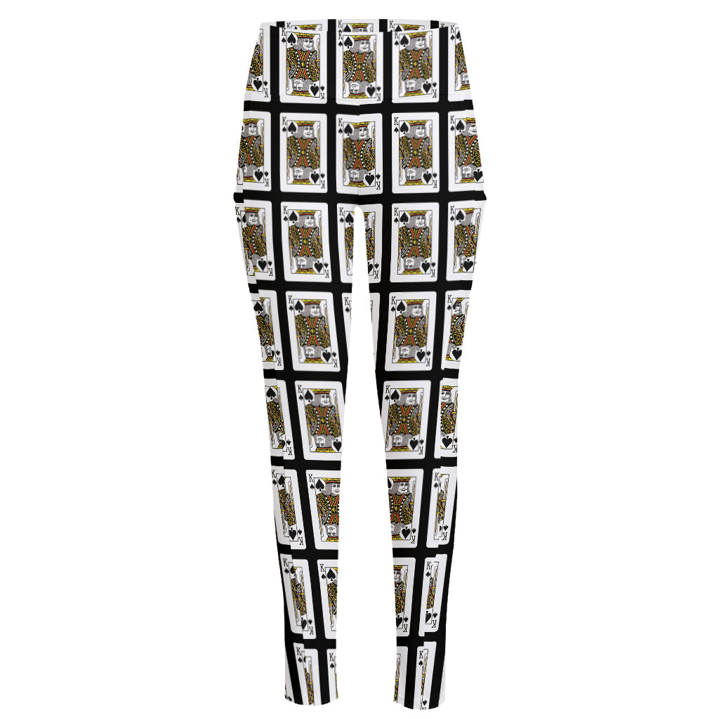 King Of Spades Pattern Print High-Waisted Pocket Leggings