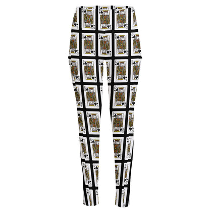 King Of Spades Pattern Print High-Waisted Pocket Leggings