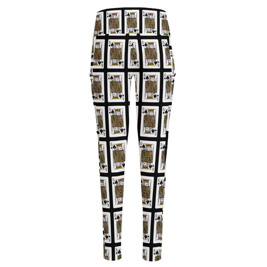 King Of Spades Pattern Print High-Waisted Pocket Leggings