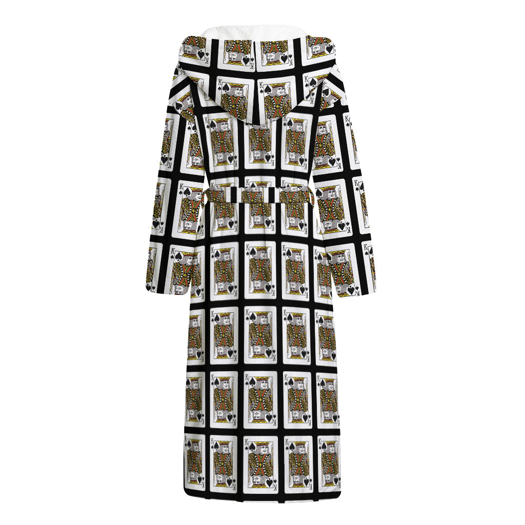 King Of Spades Pattern Print Hooded Bathrobe