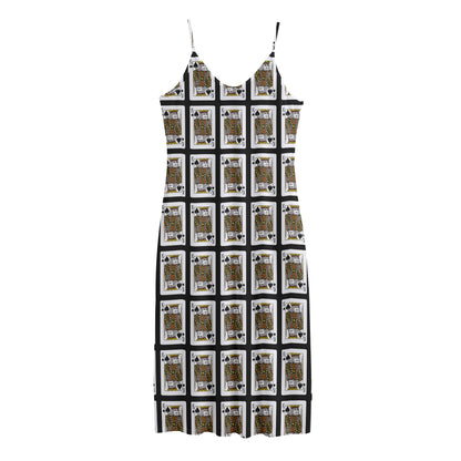 King Of Spades Pattern Print Jersey Midi Cami Dress