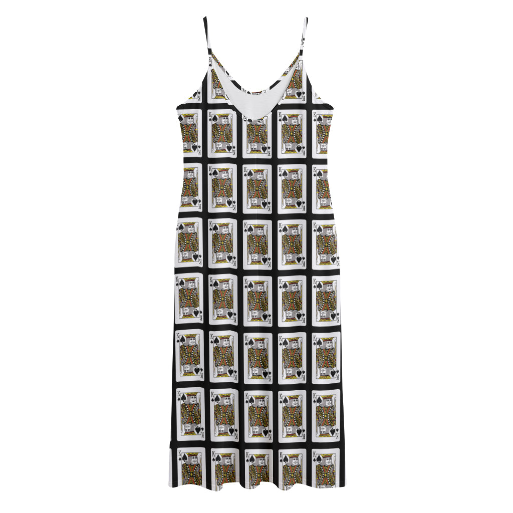 King Of Spades Pattern Print Jersey Midi Cami Dress