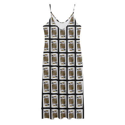 King Of Spades Pattern Print Jersey Midi Cami Dress