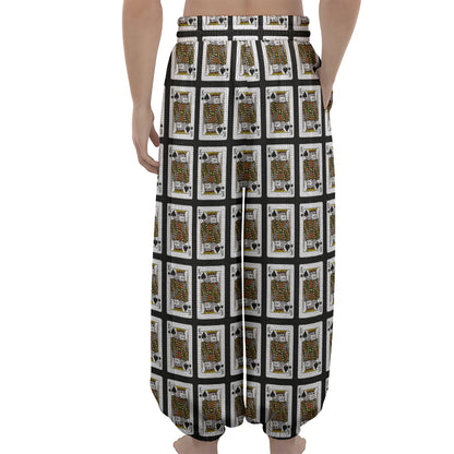 King Of Spades Pattern Print Lantern Pants