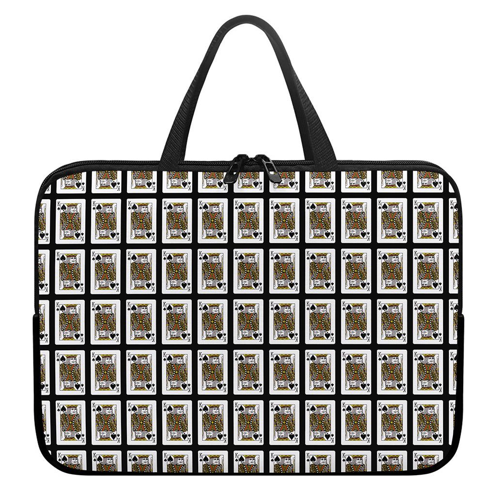 King Of Spades Pattern Print Laptop Sleeve With Handle