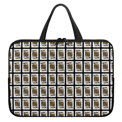 King Of Spades Pattern Print Laptop Sleeve With Handle