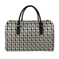 King Of Spades Pattern Print Leather Duffel Bag