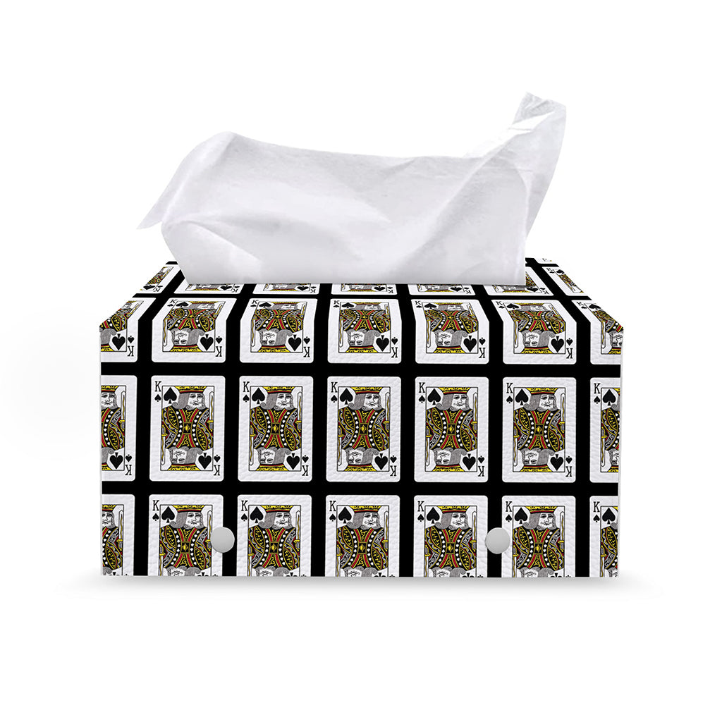 King Of Spades Pattern Print Leather Tissue Box Cover