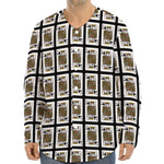 King Of Spades Pattern Print Long Sleeve Baseball Jersey