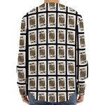 King Of Spades Pattern Print Long Sleeve Baseball Jersey