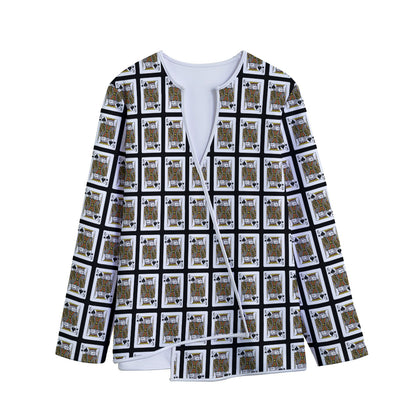 King Of Spades Pattern Print Long Sleeve Short Coat