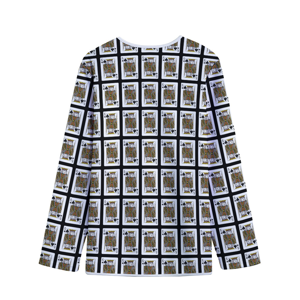 King Of Spades Pattern Print Long Sleeve Short Coat