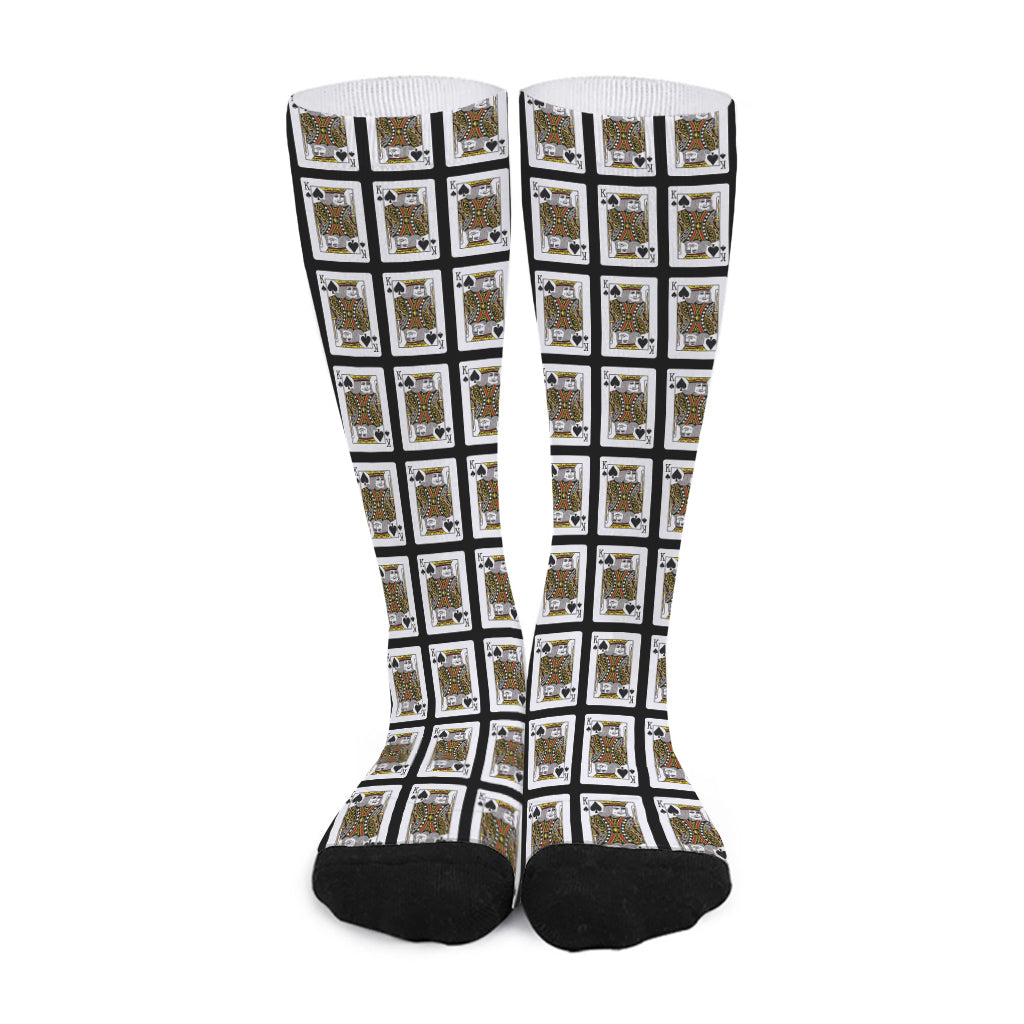 King Of Spades Pattern Print Long Socks