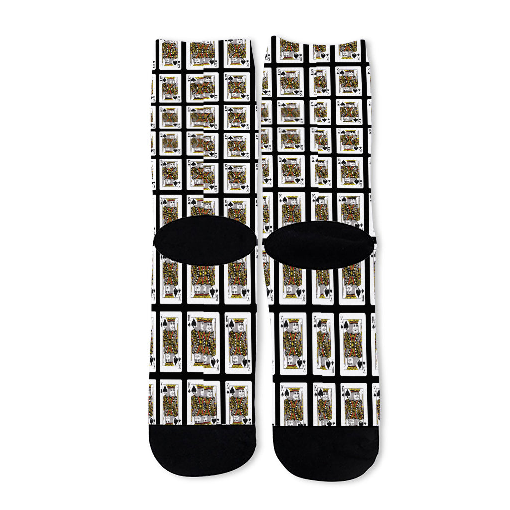 King Of Spades Pattern Print Long Socks
