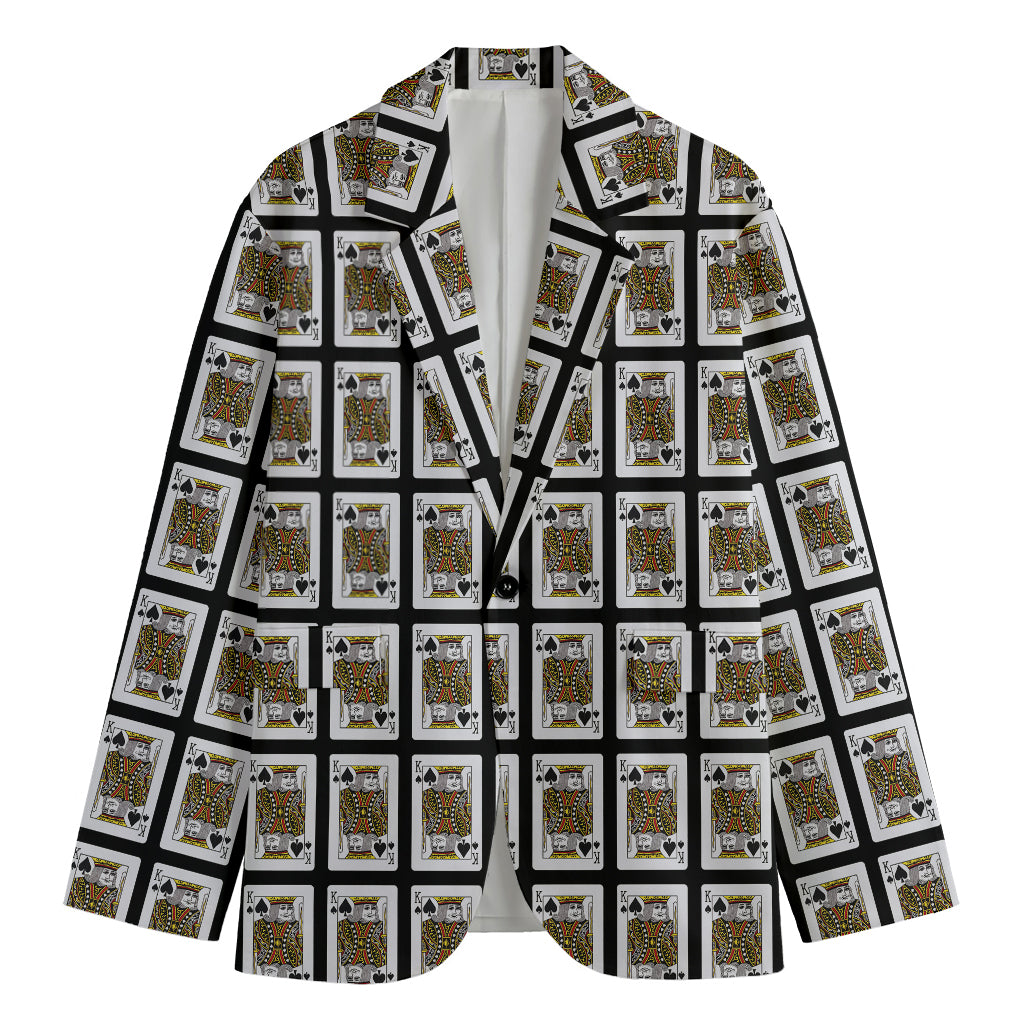 King Of Spades Pattern Print Men's Blazer