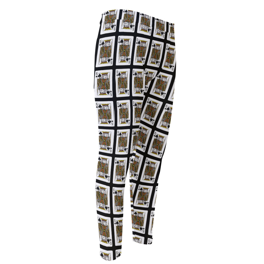 King Of Spades Pattern Print Men's Compression Pants