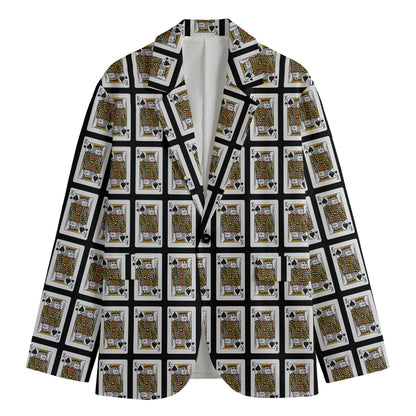 King Of Spades Pattern Print Men's Cotton Blazer
