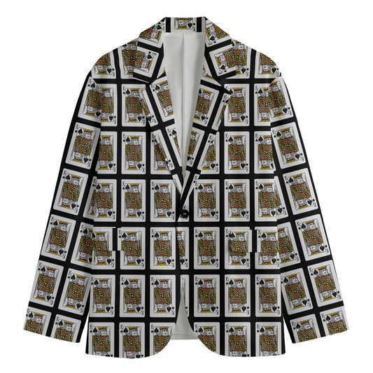 King Of Spades Pattern Print Men's Cotton Blazer