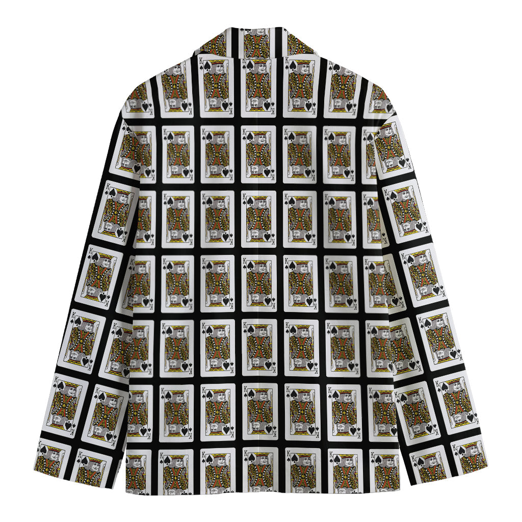 King Of Spades Pattern Print Men's Cotton Blazer