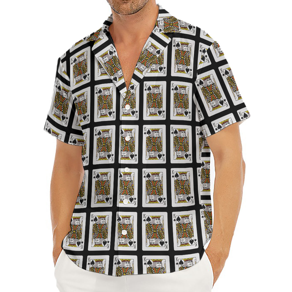 King Of Spades Pattern Print Men's Deep V-Neck Shirt