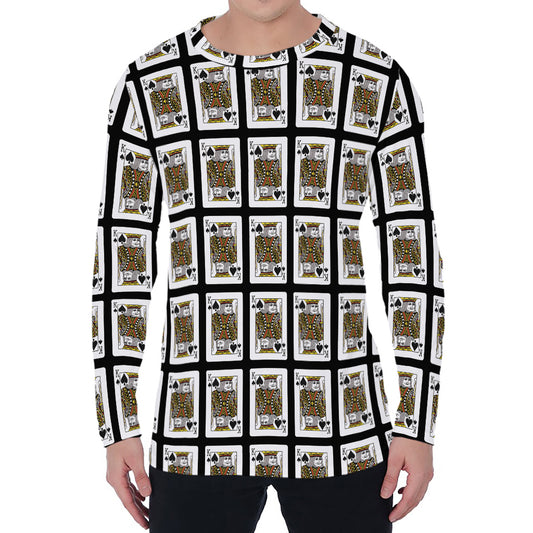King Of Spades Pattern Print Men's Long Sleeve T-Shirt