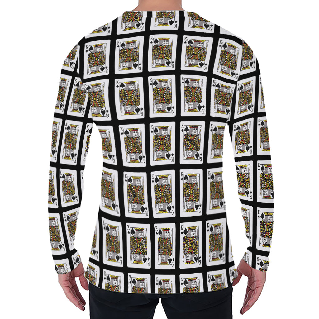 King Of Spades Pattern Print Men's Long Sleeve T-Shirt