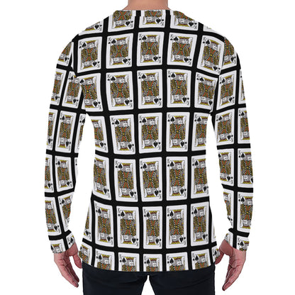 King Of Spades Pattern Print Men's Long Sleeve T-Shirt