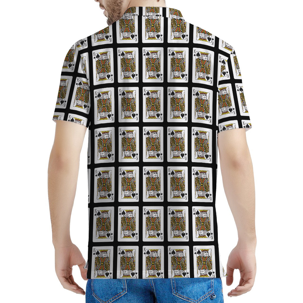 King Of Spades Pattern Print Men's Polo Shirt