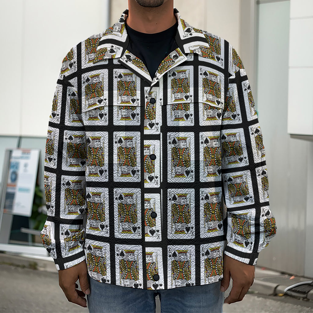 King Of Spades Pattern Print Men's Shirt Jacket