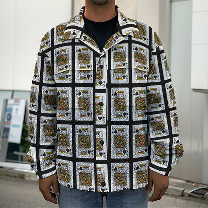 King Of Spades Pattern Print Men's Shirt Jacket