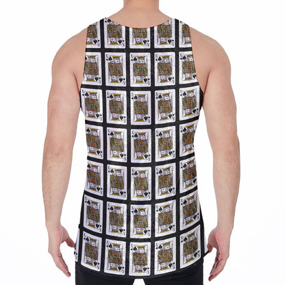 King Of Spades Pattern Print Men's Velvet Tank Top