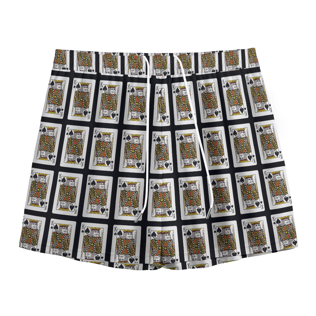 King Of Spades Pattern Print Mesh Shorts
