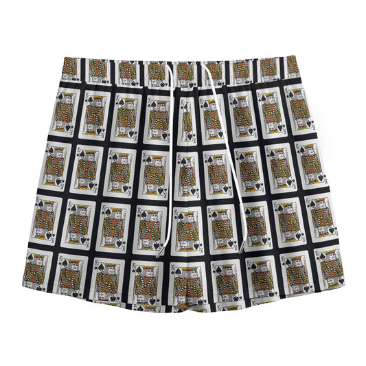 King Of Spades Pattern Print Mesh Shorts