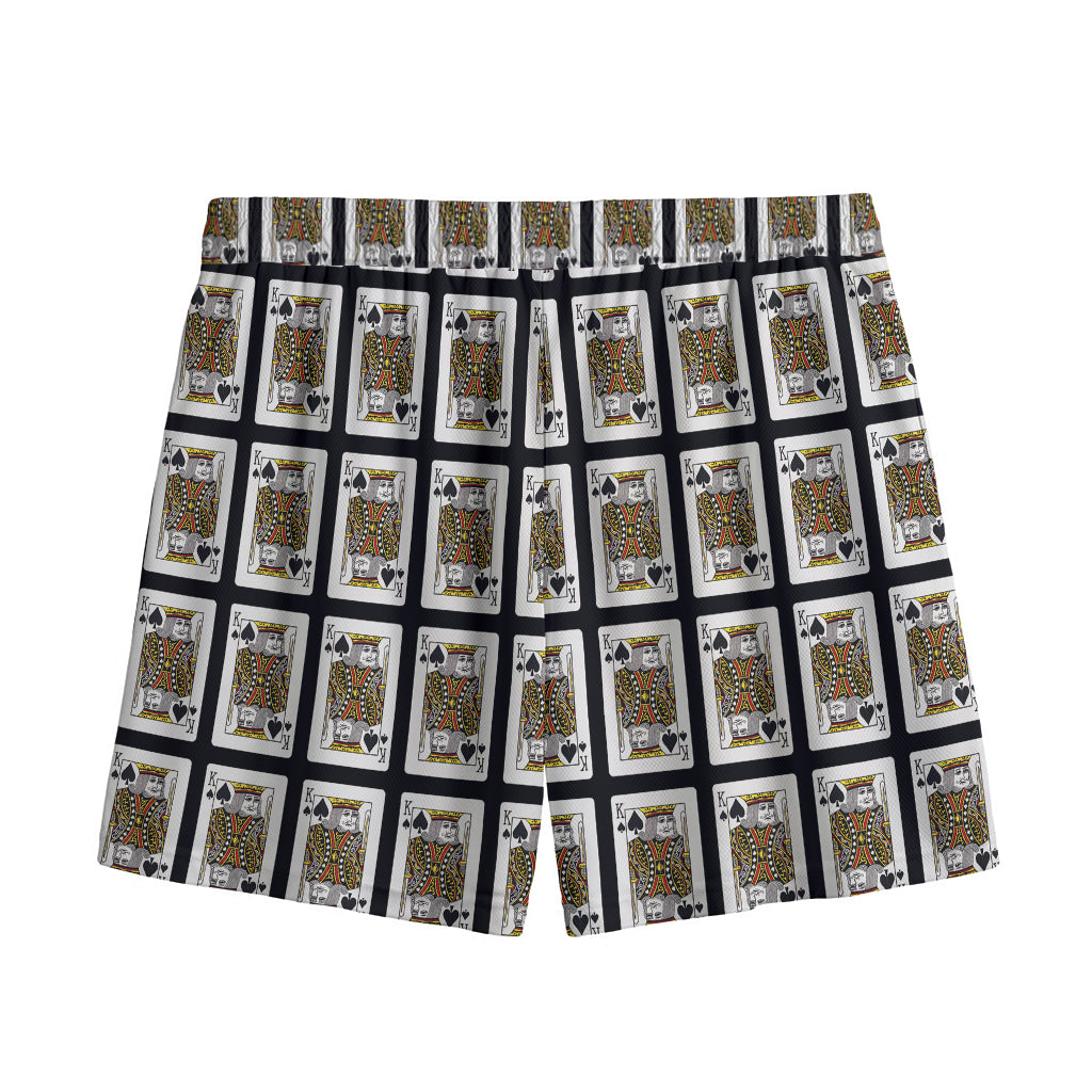 King Of Spades Pattern Print Mesh Shorts