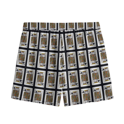 King Of Spades Pattern Print Mesh Shorts