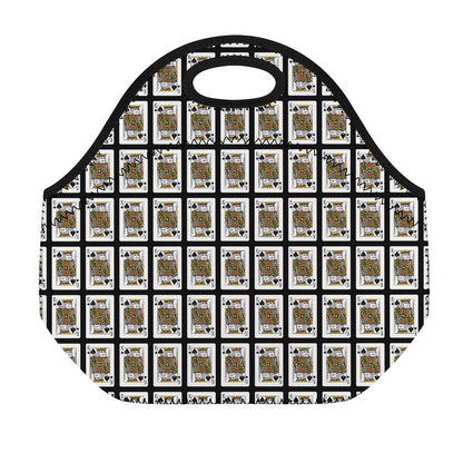 King Of Spades Pattern Print Neoprene Lunch Bag