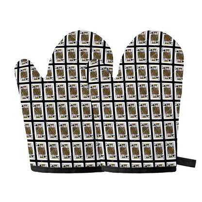 King Of Spades Pattern Print Oven Mitts