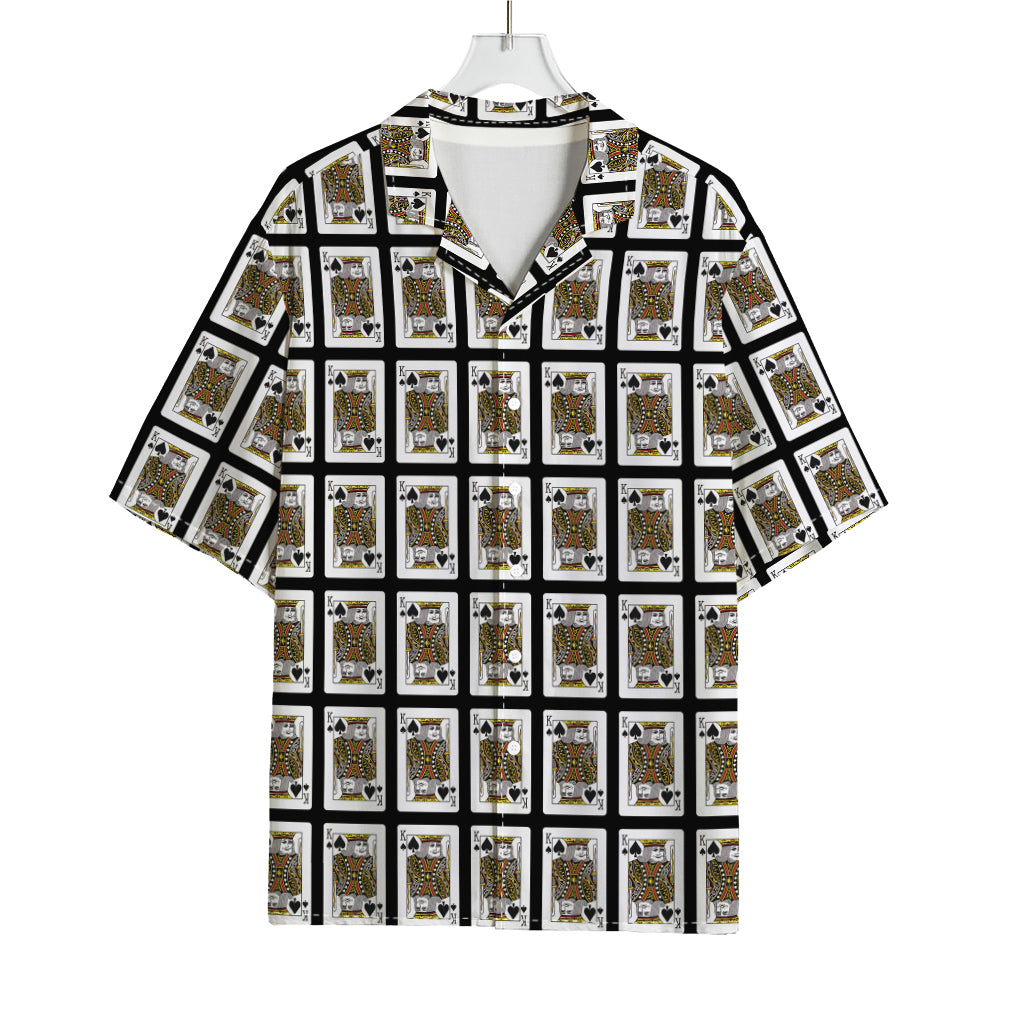 King Of Spades Pattern Print Rayon Hawaiian Shirt