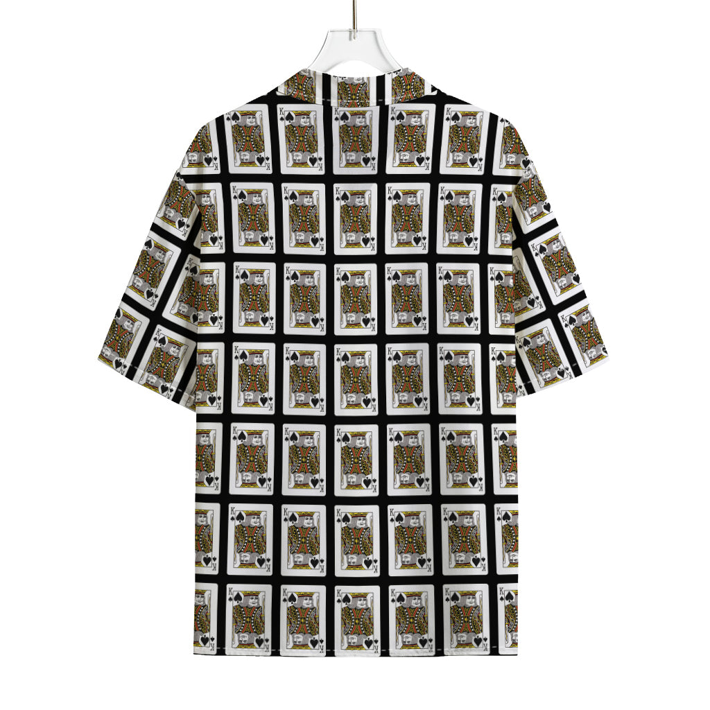 King Of Spades Pattern Print Rayon Hawaiian Shirt