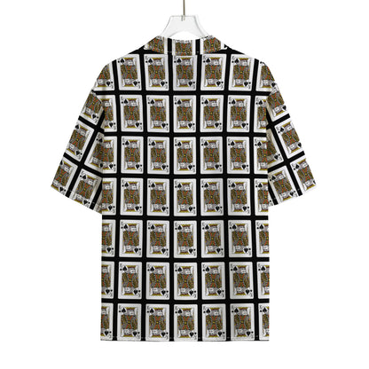 King Of Spades Pattern Print Rayon Hawaiian Shirt