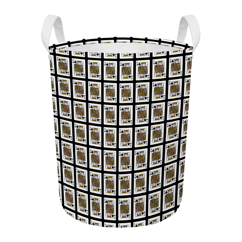 King Of Spades Pattern Print Round Laundry Basket