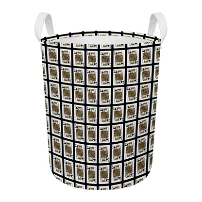 King Of Spades Pattern Print Round Laundry Basket