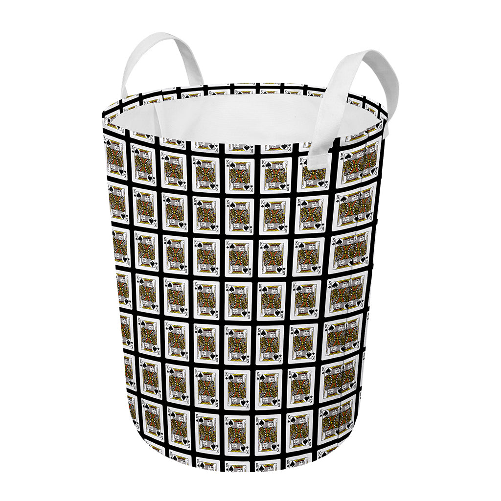 King Of Spades Pattern Print Round Laundry Basket