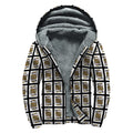 King Of Spades Pattern Print Sherpa Lined Zip Up Hoodie
