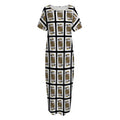 King Of Spades Pattern Print Short Sleeve Long Nightdress