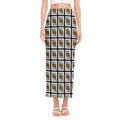 King Of Spades Pattern Print Side Slit Maxi Skirt