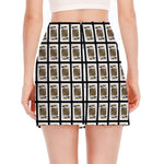 King Of Spades Pattern Print Side Slit Mini Skirt